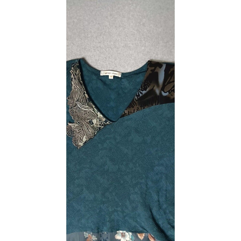 Vintage Y2K Spencer Alexis Tunic Top Womens Size 4 Multicolor Textured Dark... - Picture 7 of 13